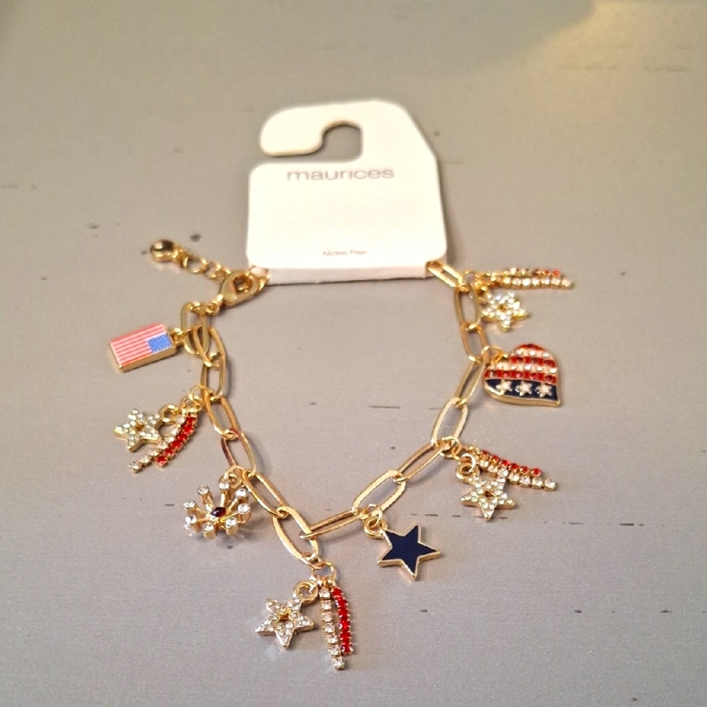 Maurices Gold Americana Charm Bracelet